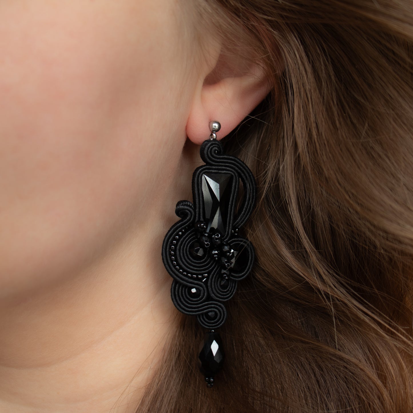 Handmade Black Soutache Earrings – Unique and Luxurious Jewellery