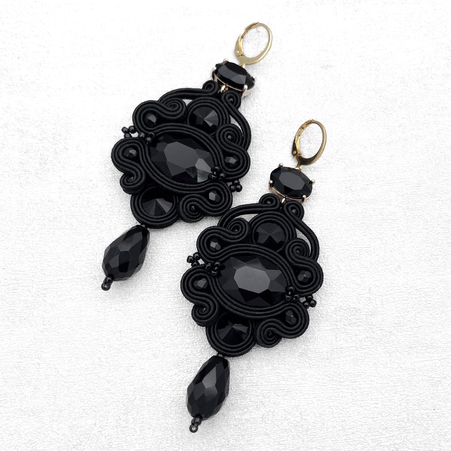 Handmade Black Soutache Earrings with Oval Connector – Exclusive and Ethnic Design