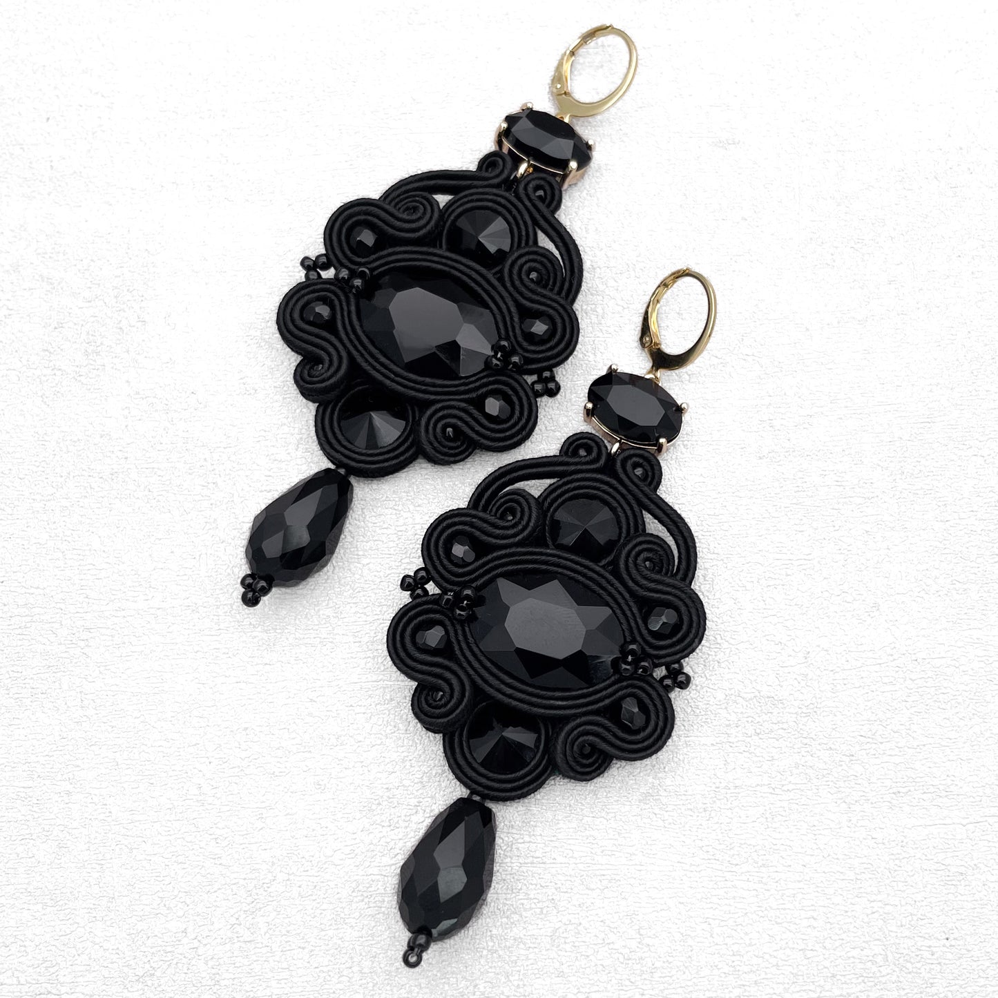 Handmade Black Soutache Earrings with Oval Connector – Exclusive and Ethnic Design