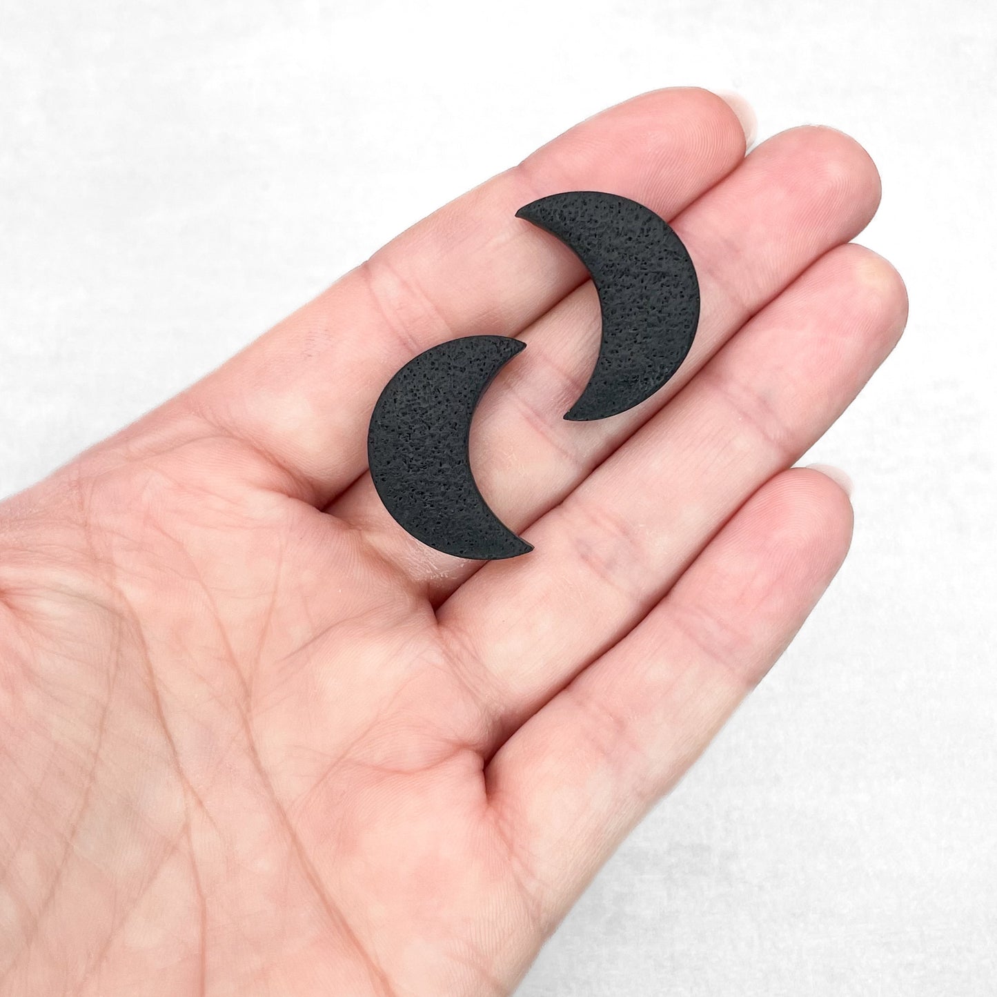 Handmade Black Moon Stud Earrings – Spiritual Polymer Clay Studs