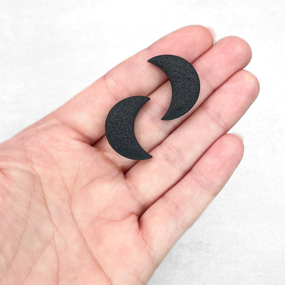 Handmade Black Moon Stud Earrings – Spiritual Polymer Clay Studs