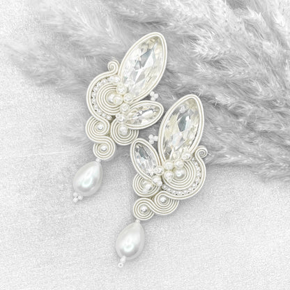 Handmade Bridal Soutache Earrings – Luxury and Lightweight Ivory Jewellery