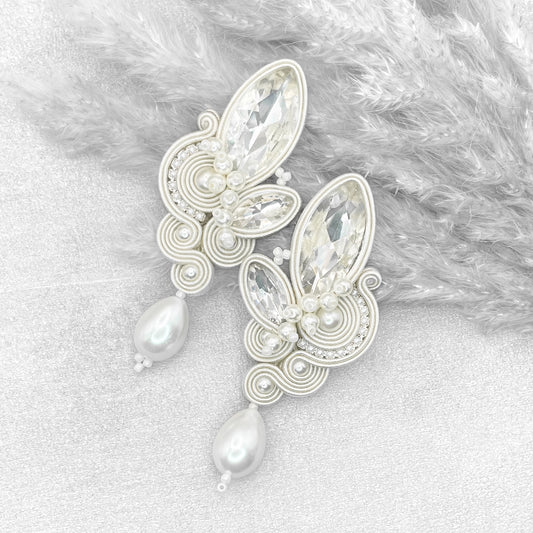 Handmade Bridal Soutache Earrings – Luxury and Lightweight Ivory Jewellery