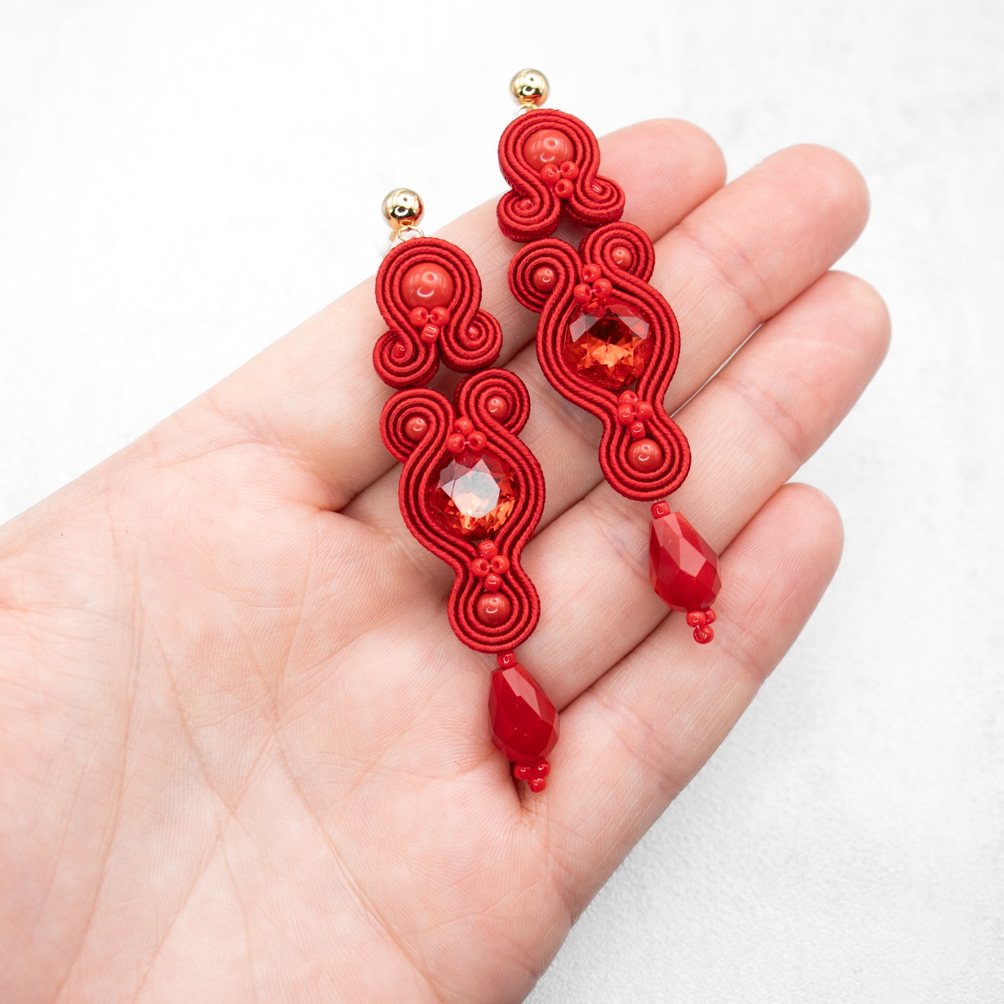 Handmade Red Soutache Earrings – Stylish and Statement Jewellery