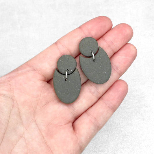 Handmade Sage Green Geometric Earrings – Elegant Polymer Clay Jewellery