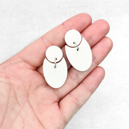 Handmade White and Glitter Polymer Clay Earrings – Geometric and Glamorous Jewellery