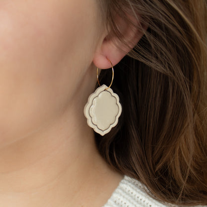 Handmade Cream Baroque Earrings – Polymer Clay Jewellery
