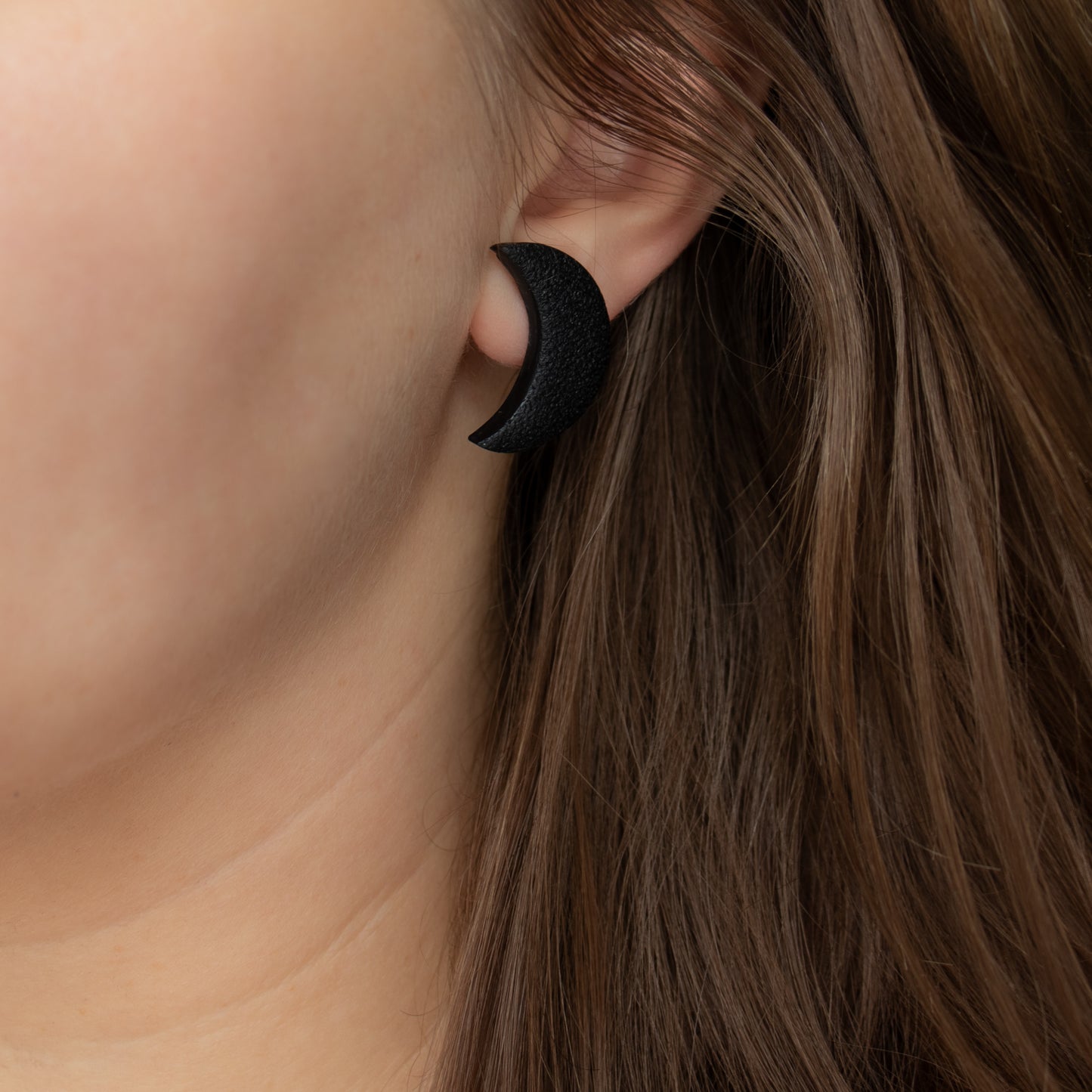 Handmade Black Moon Stud Earrings – Spiritual Polymer Clay Studs
