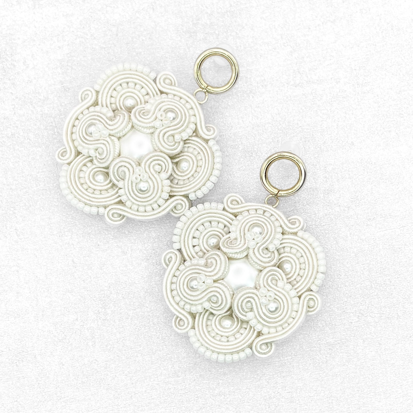 Handmade Ivory Soutache Bridal Earrings – Elegant and Graceful Jewellery