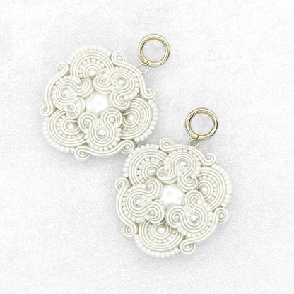Handmade Ivory Soutache Bridal Earrings – Elegant and Graceful Jewellery