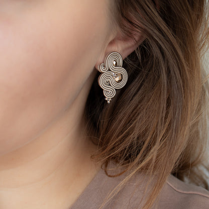 Handmade Sand Soutache Earrings – Casual Elegance Jewellery