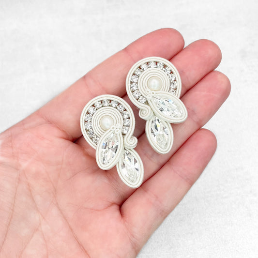 Handmade Bridal Soutache Earrings – Delicate and Lightweight Ivory Jewellery