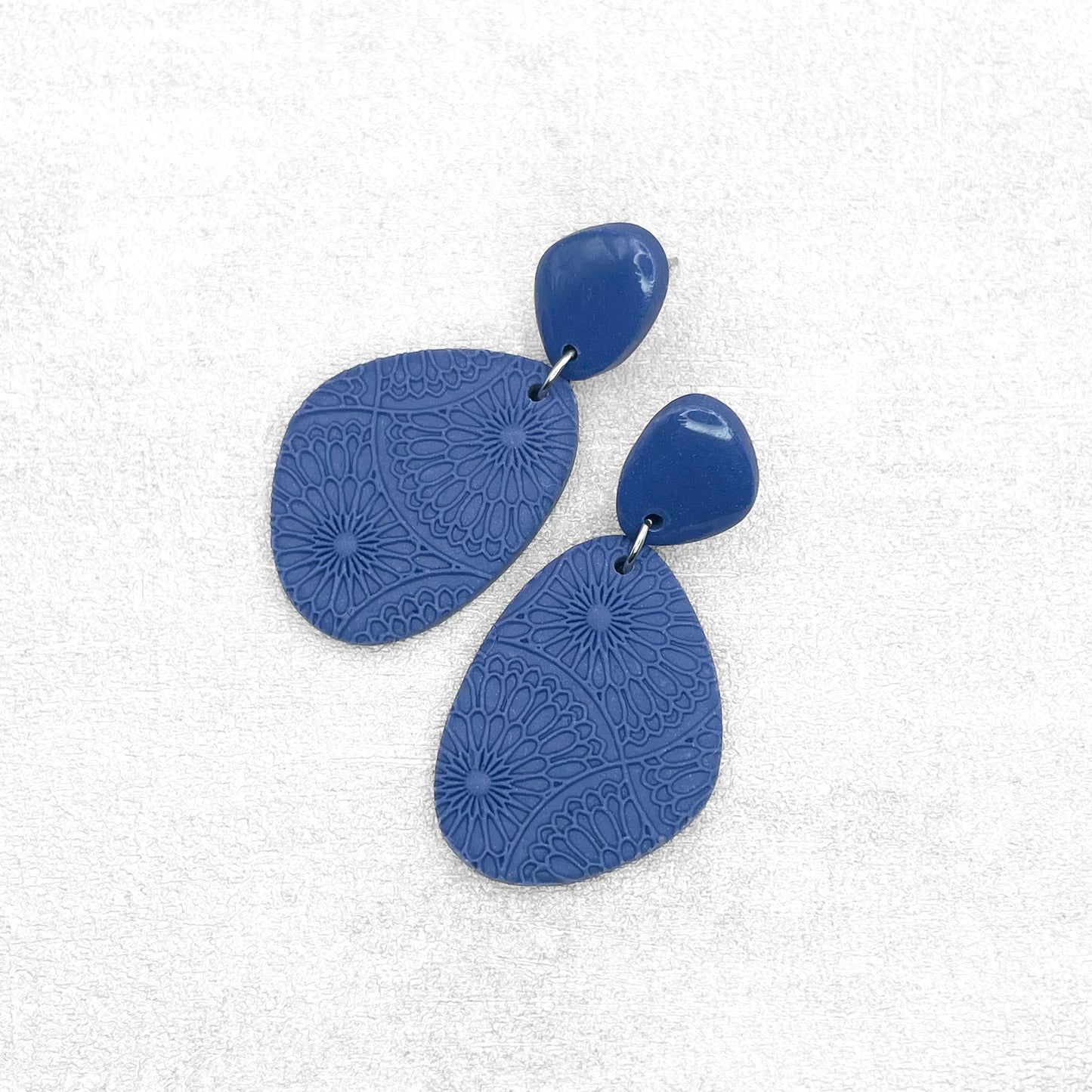 Handmade Blue Polymer Clay Earrings – Lightweight and Textured Jewellery