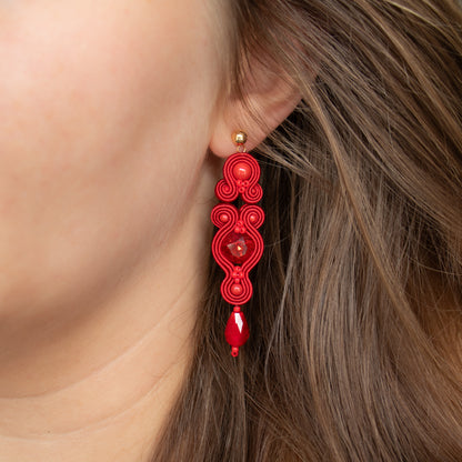 Handmade Red Soutache Earrings – Stylish and Statement Jewellery