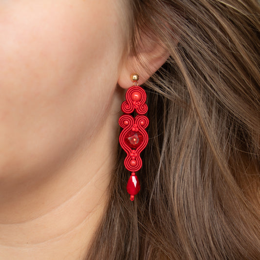 Handmade Red Soutache Earrings – Stylish and Statement Jewellery