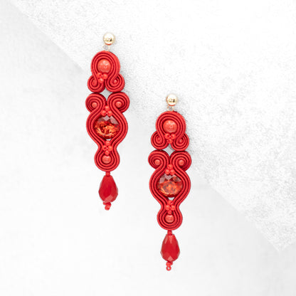 Handmade Red Soutache Earrings – Stylish and Statement Jewellery