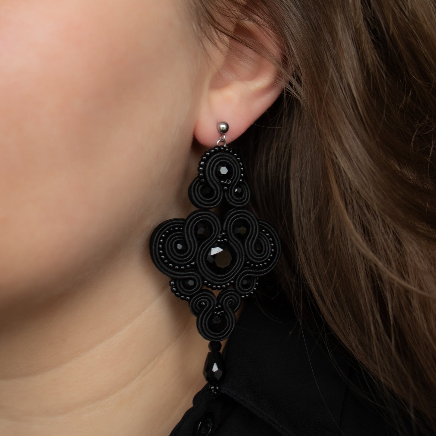 Original Handmade Black Soutache Earrings – Sophisticated Jewellery