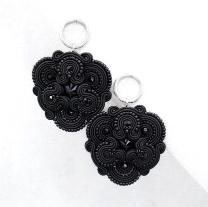 Black soutache earrings. Exclusive and lighweight handmade earrings.