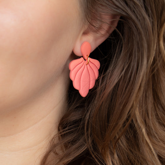 Handmade Peach Shell Earrings – Polymer Clay Jewellery