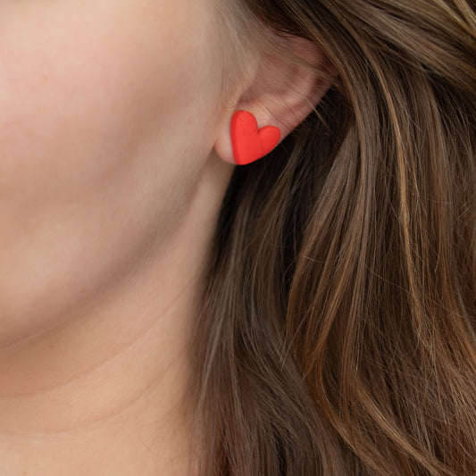 Handmade Red Heart Stud Earrings – Loved Polymer Clay Studs