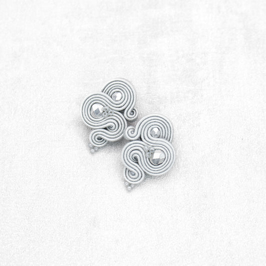 Handmade Light Grey Soutache Earrings – Casual Elegance Jewellery