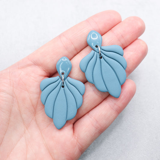 Turqouise shell earrings. Handmade polymer clay earrings.