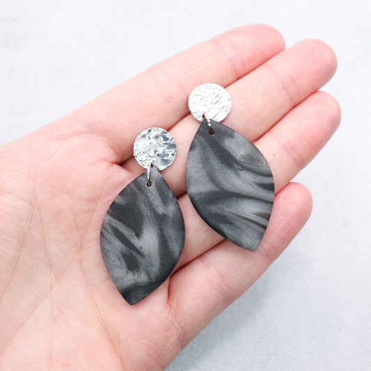Black and sand earrings. Handmade polymer clay earrings.