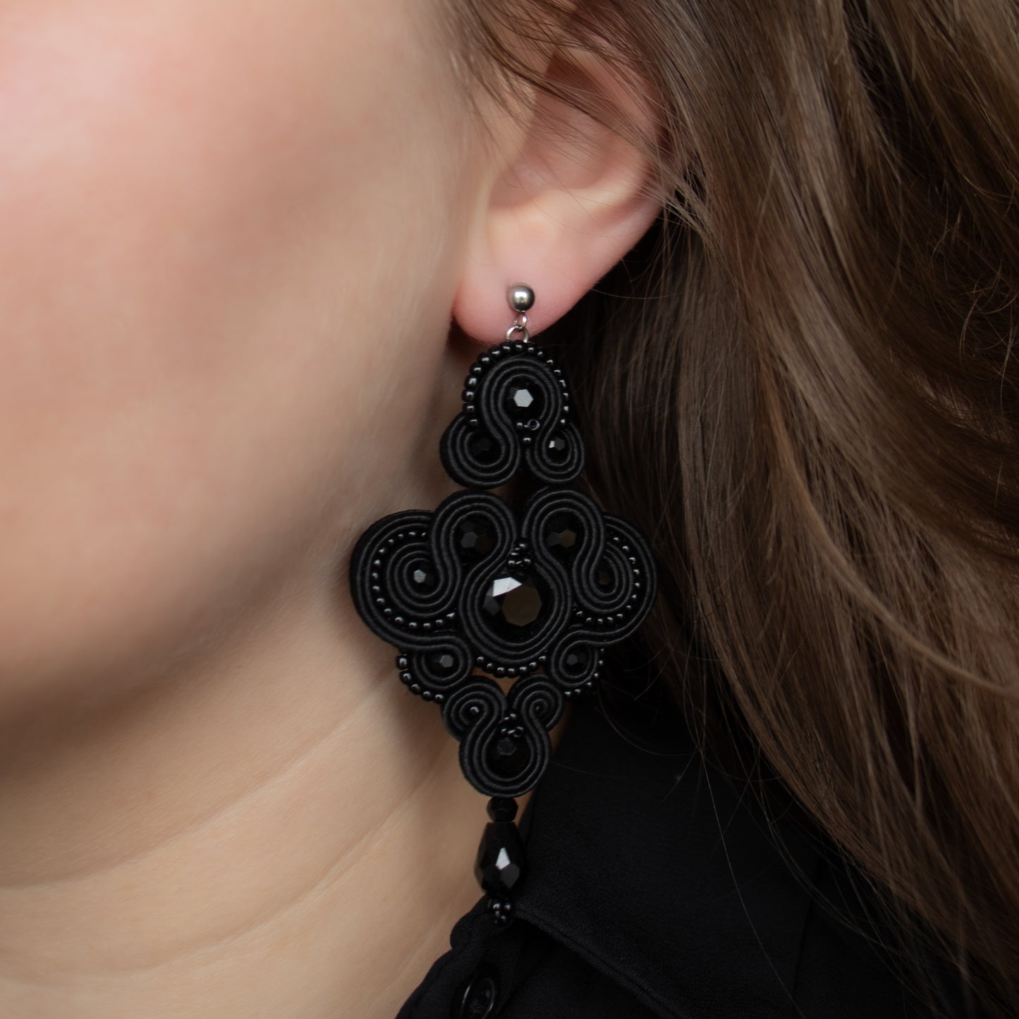 Original Handmade Black Soutache Earrings – Sophisticated Jewellery